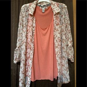 American Rag size 2X, pink tank top along with a sheer 3/4 sleeve top.